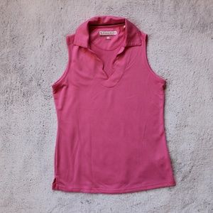 Pebble Beach Scallop Neck Sleeveless Polo - Pink